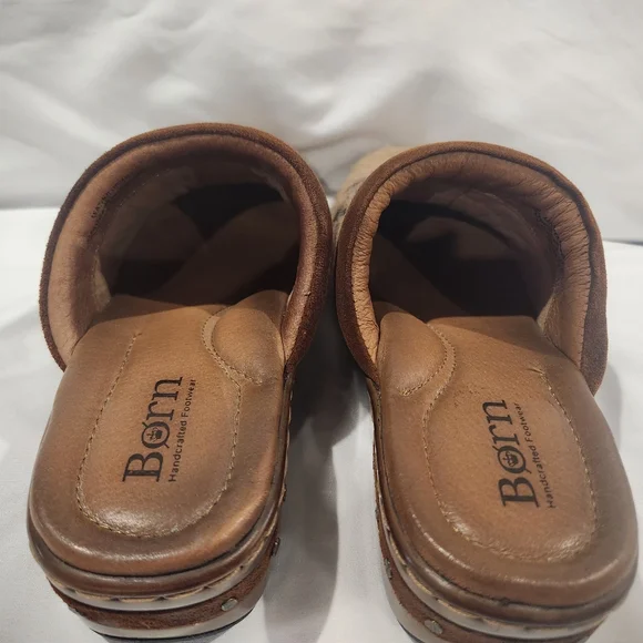 Born Tan Slip-On Clogs with Geometric Design - Picture 6 of 9